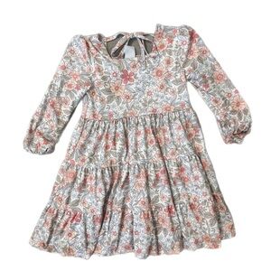 Mia Belle Girls Floral Print Dress with Pink and Cream Flowers